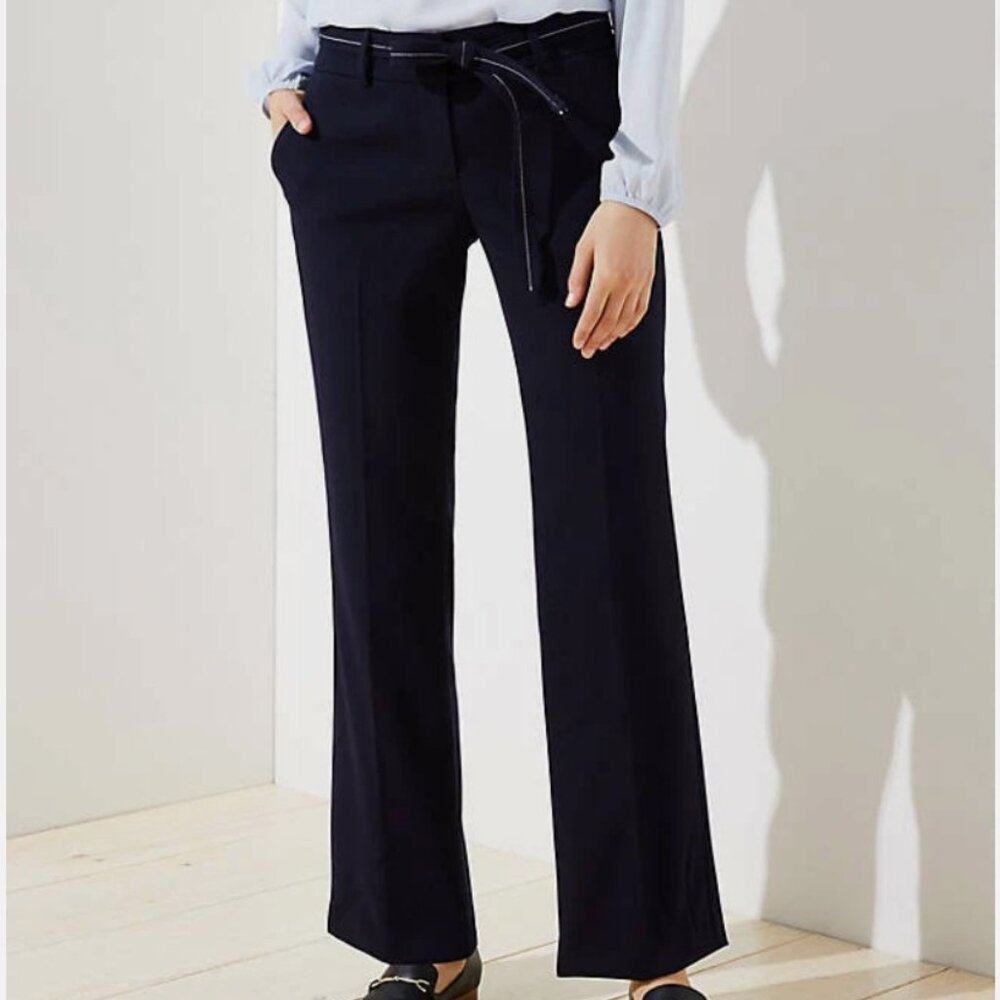 Loft Trousers in Tie Waist in Julie Fit Size 10P Petite ~NWT~ MSRP $79.50-Navy